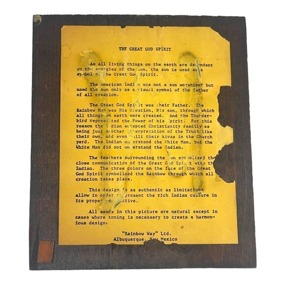 The Great God Spirit Vtg Native American Wall Art Sand Painting Albuquerque NM - Picture 5 of 7